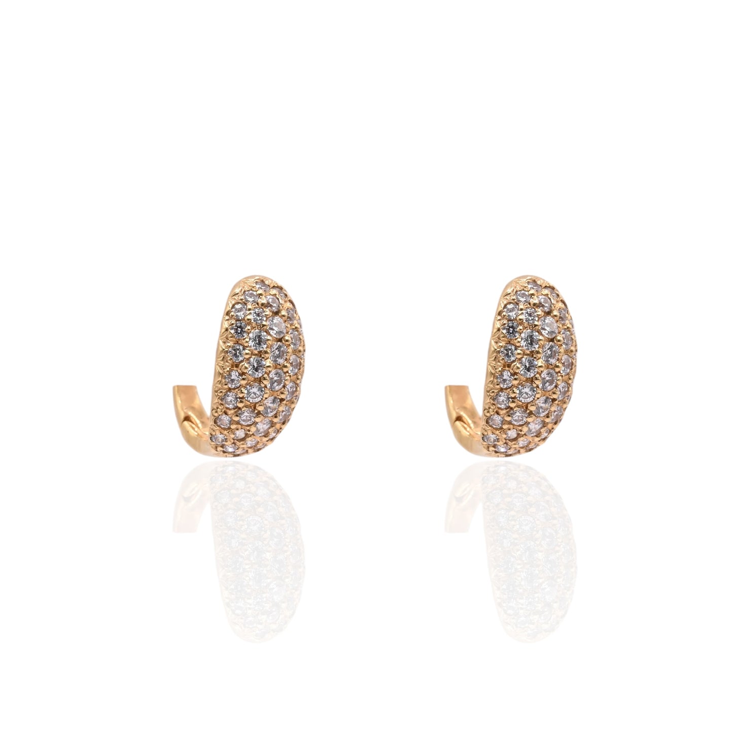 Cubic Zirconia Cluster Earrings 14K Yellow Gold