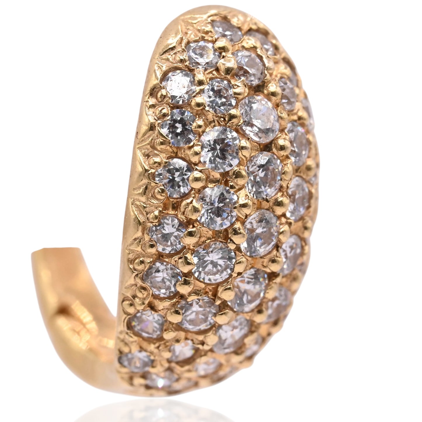 Cubic Zirconia Cluster Earrings 14K Yellow Gold