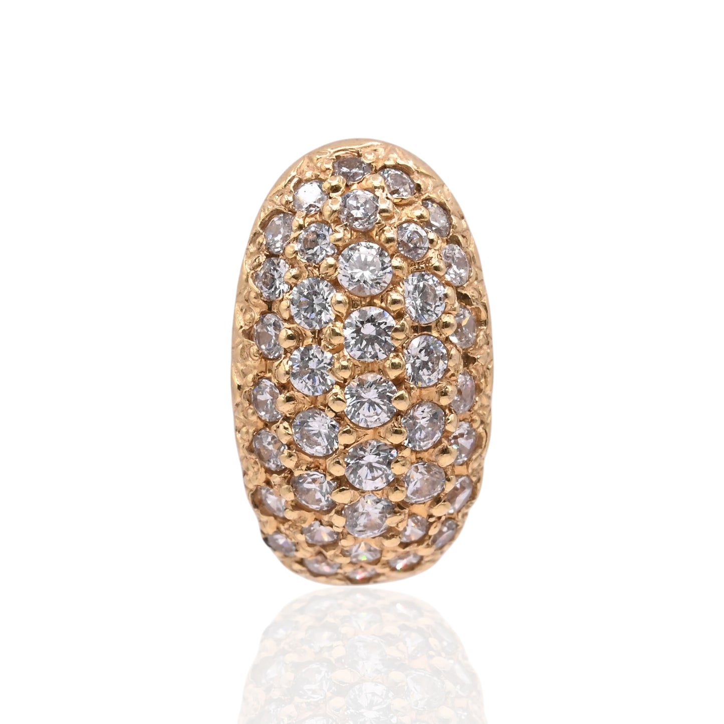Cubic Zirconia Cluster Earrings 14K Yellow Gold