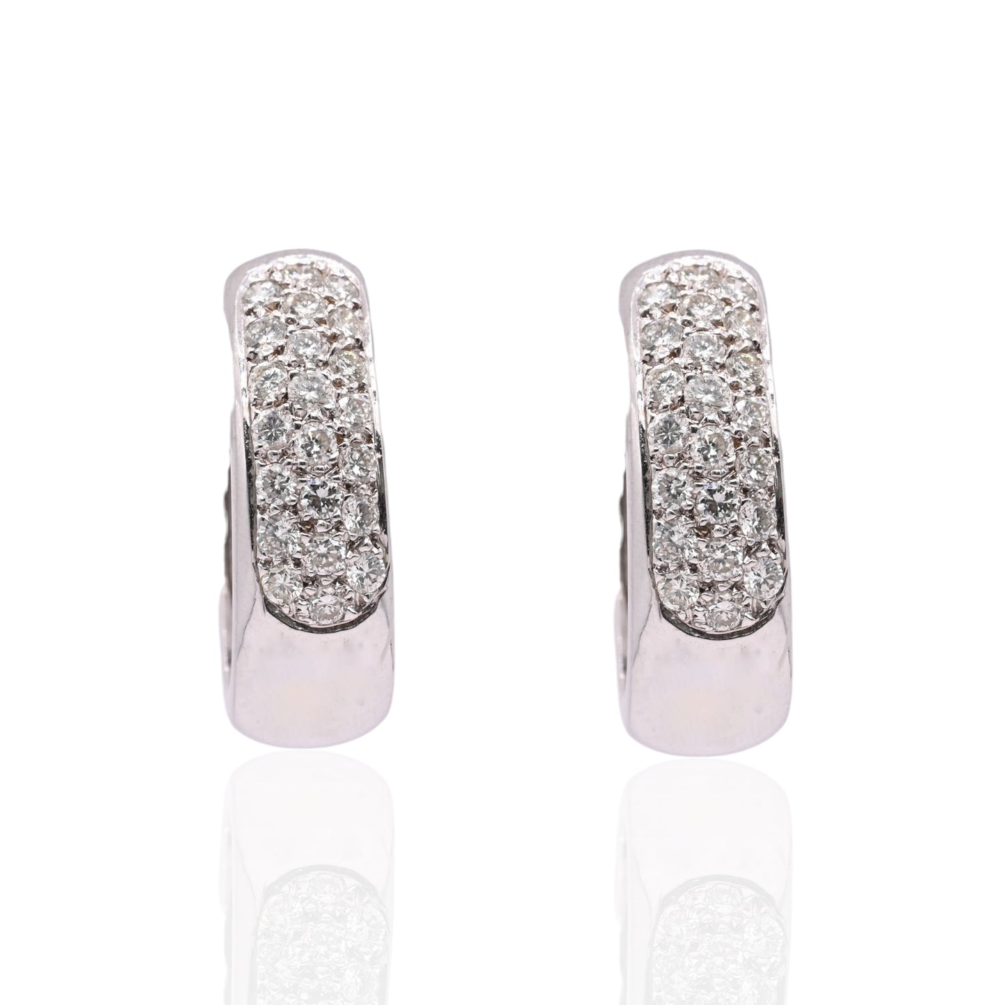 Thick Diamond Hoop Earrings 14K White Gold 7.01mm Thick/18.43mm x 21.32mm Diameter 0.66cttw