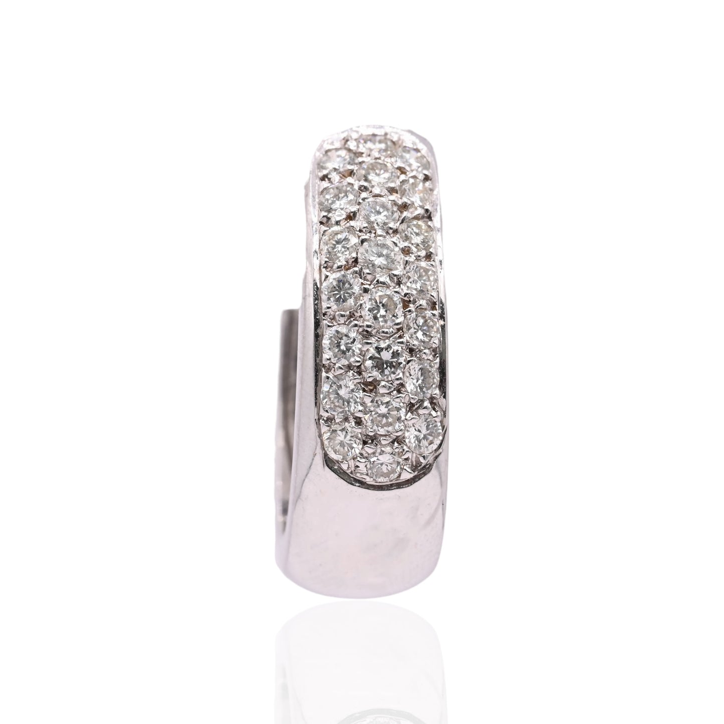Thick Diamond Hoop Earrings 14K White Gold 7.01mm Thick/18.43mm x 21.32mm Diameter 0.66cttw