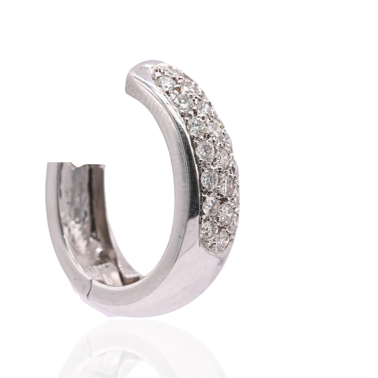 Thick Diamond Hoop Earrings 14K White Gold 7.01mm Thick/18.43mm x 21.32mm Diameter 0.66cttw