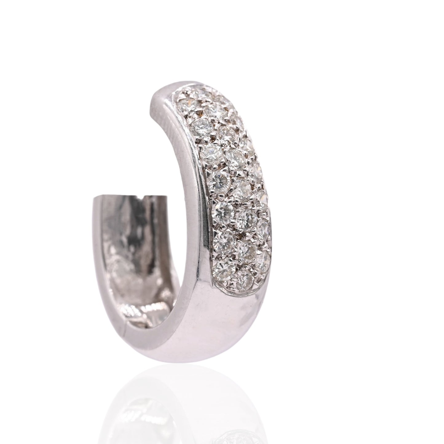 Thick Diamond Hoop Earrings 14K White Gold 7.01mm Thick/18.43mm x 21.32mm Diameter 0.66cttw