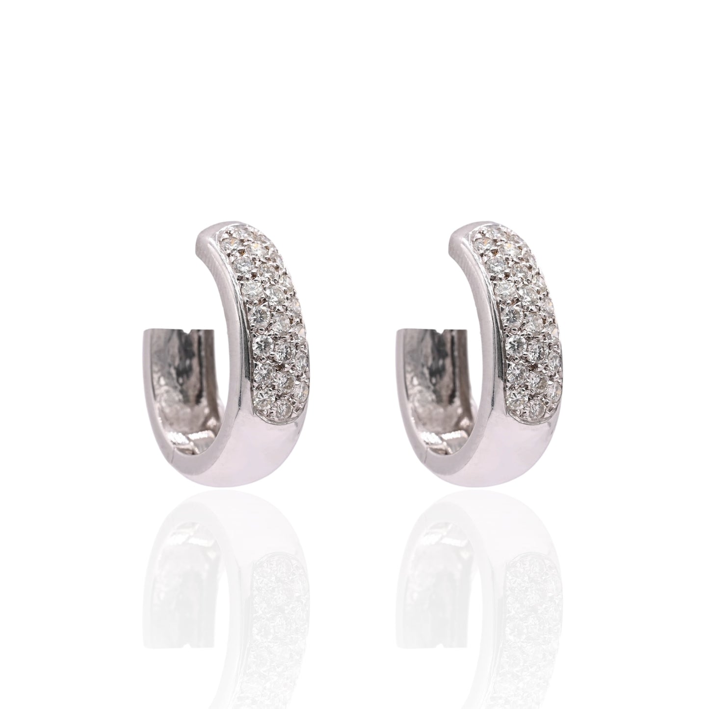 Thick Diamond Hoop Earrings 14K White Gold 7.01mm Thick/18.43mm x 21.32mm Diameter 0.66cttw