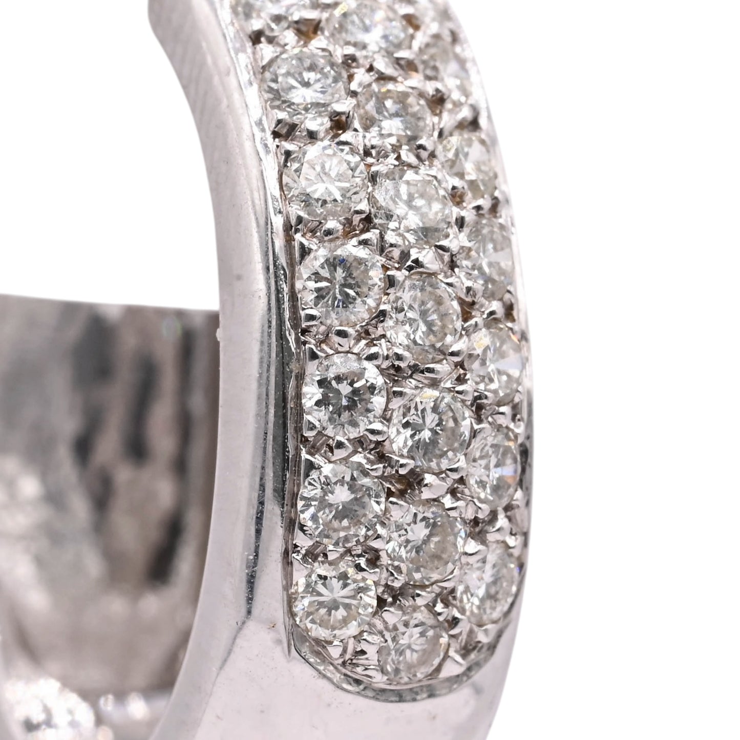 Thick Diamond Hoop Earrings 14K White Gold 7.01mm Thick/18.43mm x 21.32mm Diameter 0.66cttw