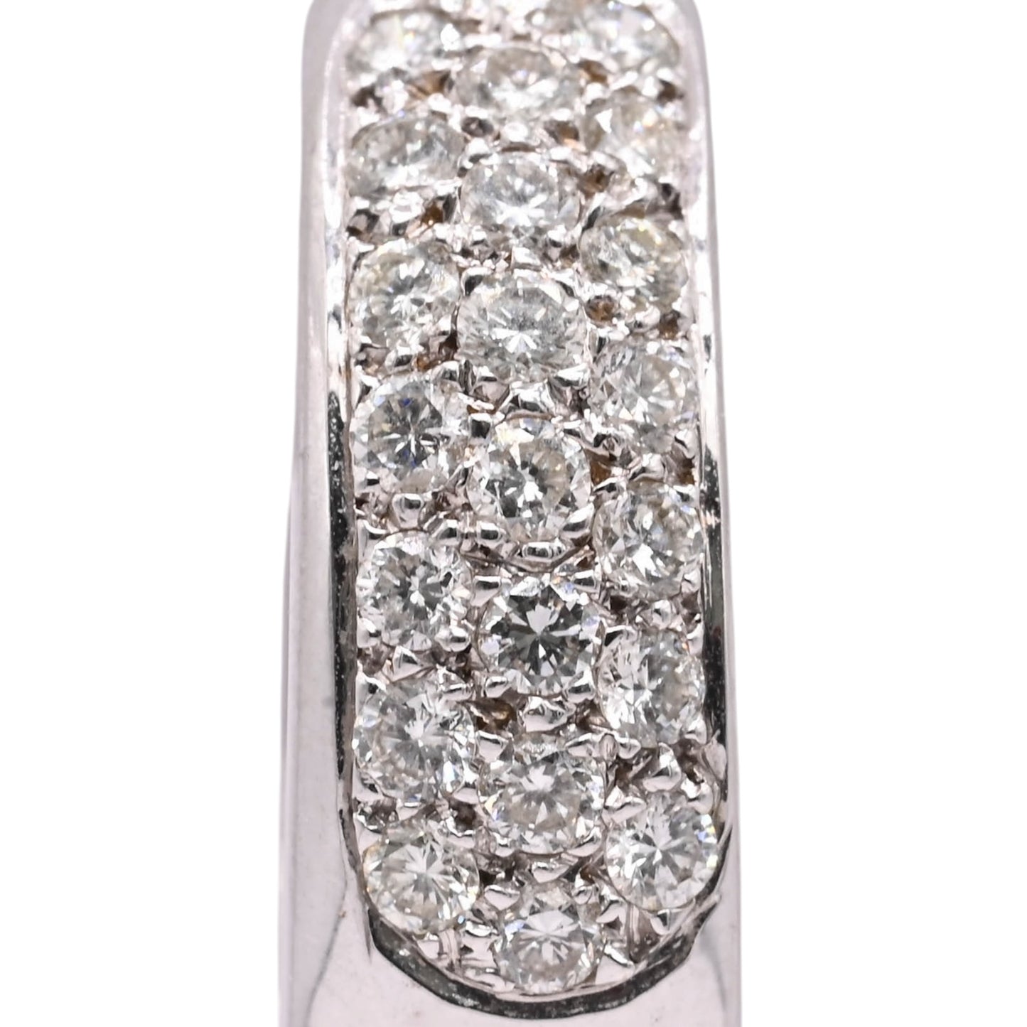 Thick Diamond Hoop Earrings 14K White Gold 7.01mm Thick/18.43mm x 21.32mm Diameter 0.66cttw