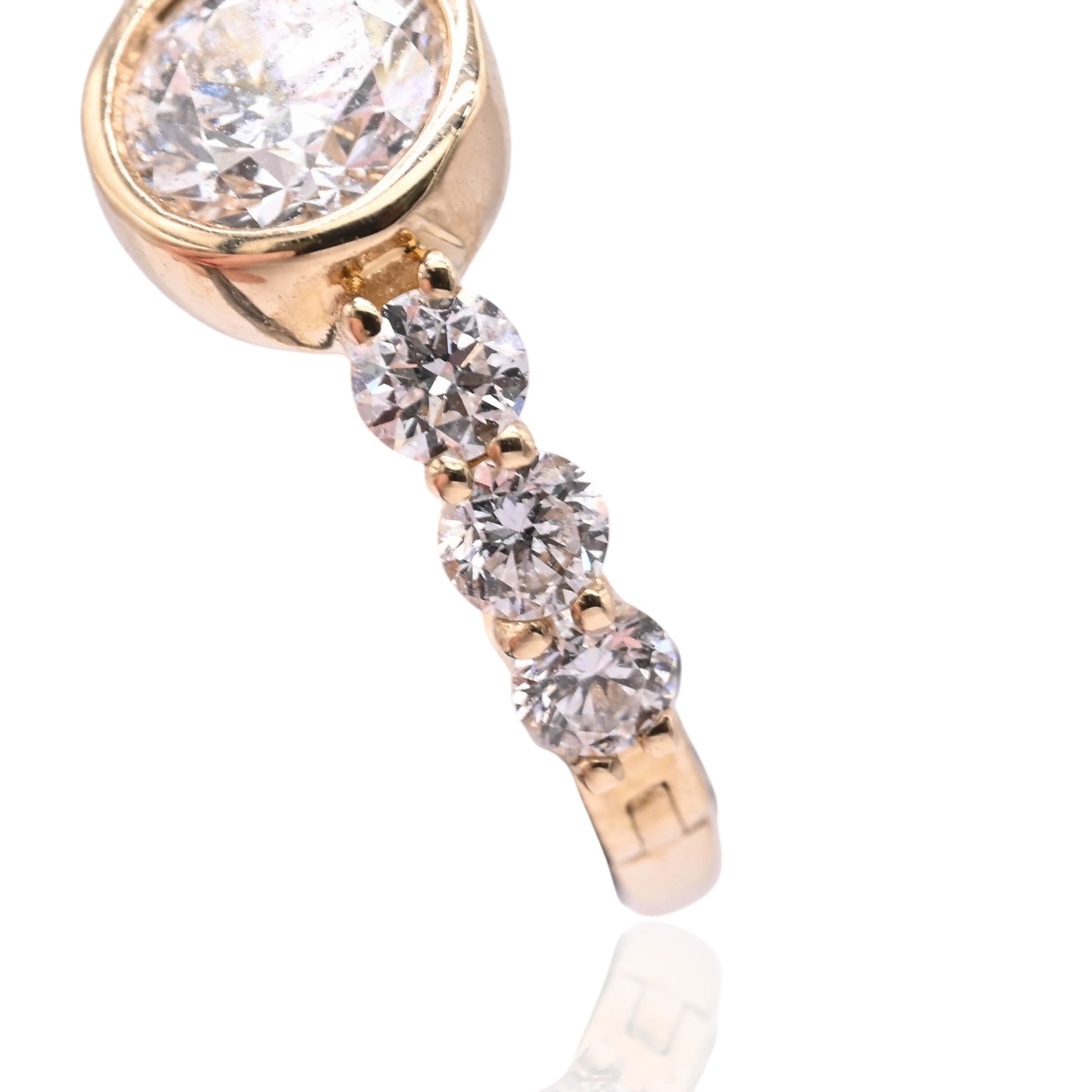 LAB DIAMOND Huggie Hoop Earrings with Bezel Center 14K Yellow Gold 5.28mm Thick/14.97mm Diameter 1.01cttw
