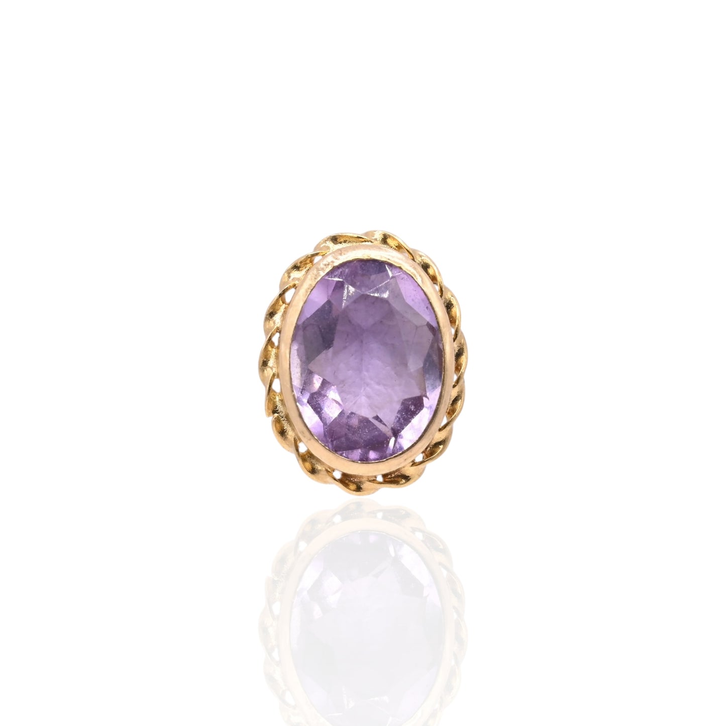 Scalloped Oval Amethyst Stud Earrings 14K Yellow Gold 1.44cttw Amethyst
