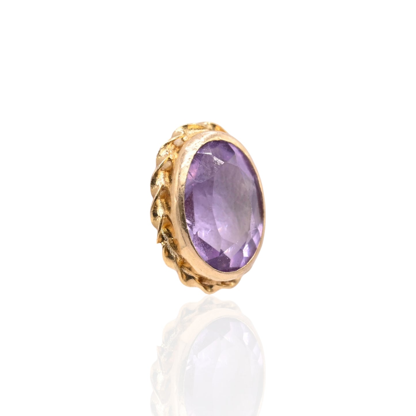 Scalloped Oval Amethyst Stud Earrings 14K Yellow Gold 1.44cttw Amethyst