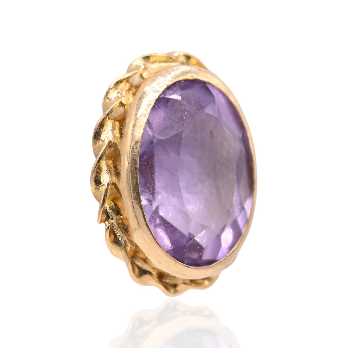 Scalloped Oval Amethyst Stud Earrings 14K Yellow Gold 1.44cttw Amethyst
