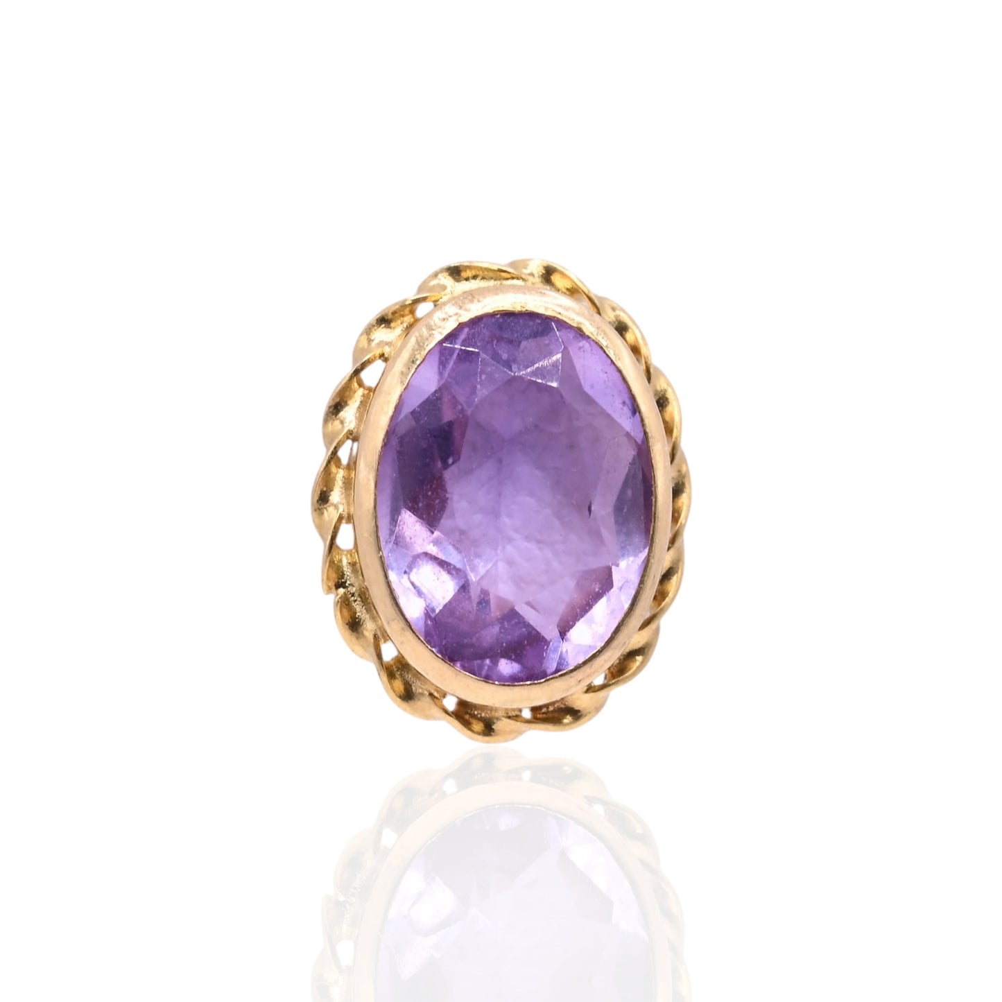Scalloped Oval Amethyst Stud Earrings 14K Yellow Gold 1.44cttw Amethyst