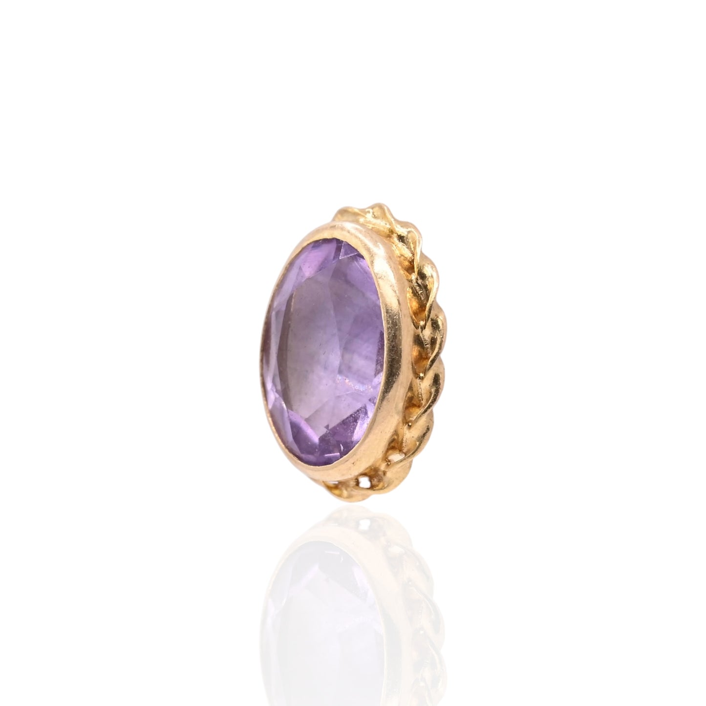 Scalloped Oval Amethyst Stud Earrings 14K Yellow Gold 1.44cttw Amethyst
