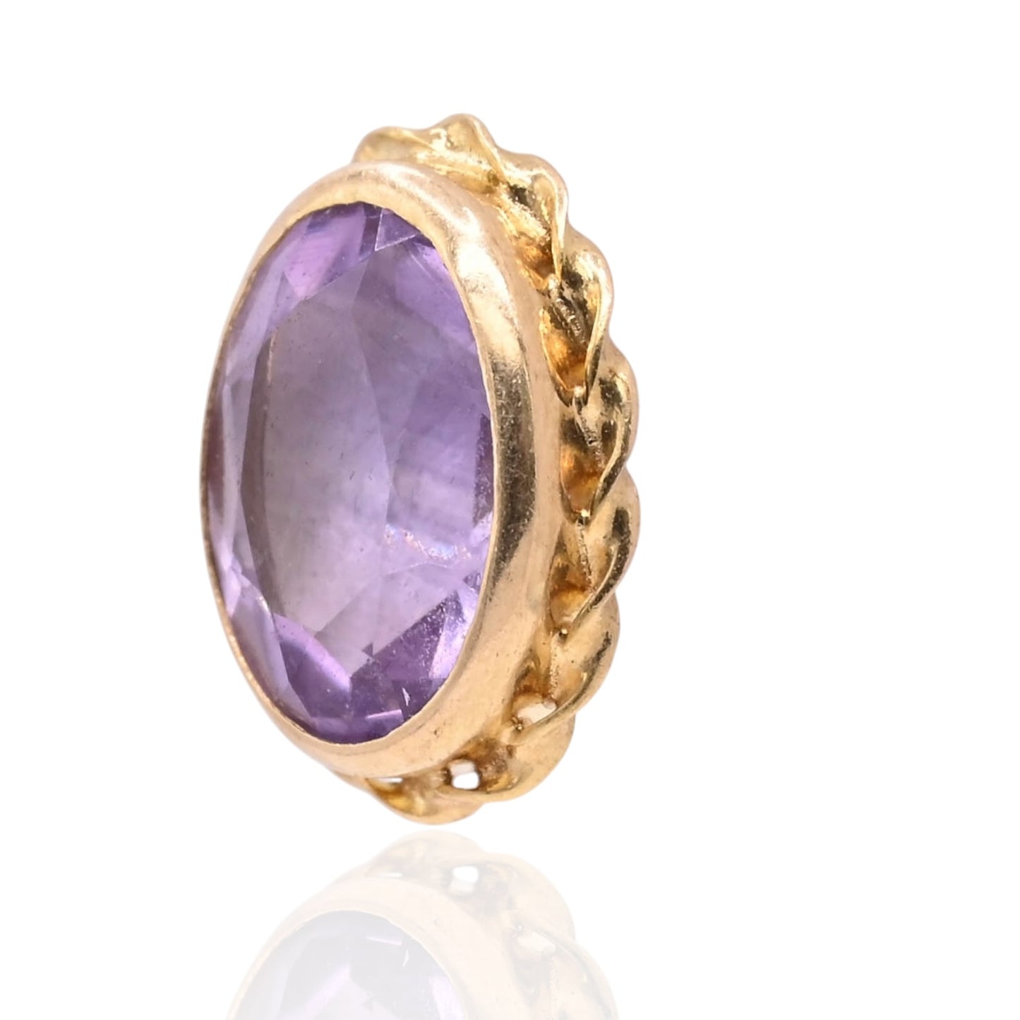 Scalloped Oval Amethyst Stud Earrings 14K Yellow Gold 1.44cttw Amethyst