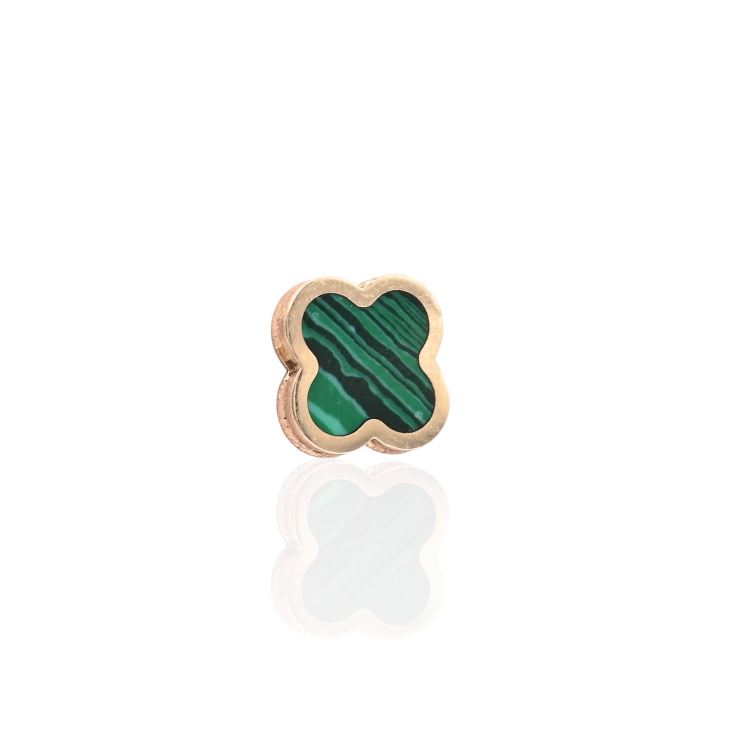 Malachite Clover Stud Earrings 14K Yellow Gold
