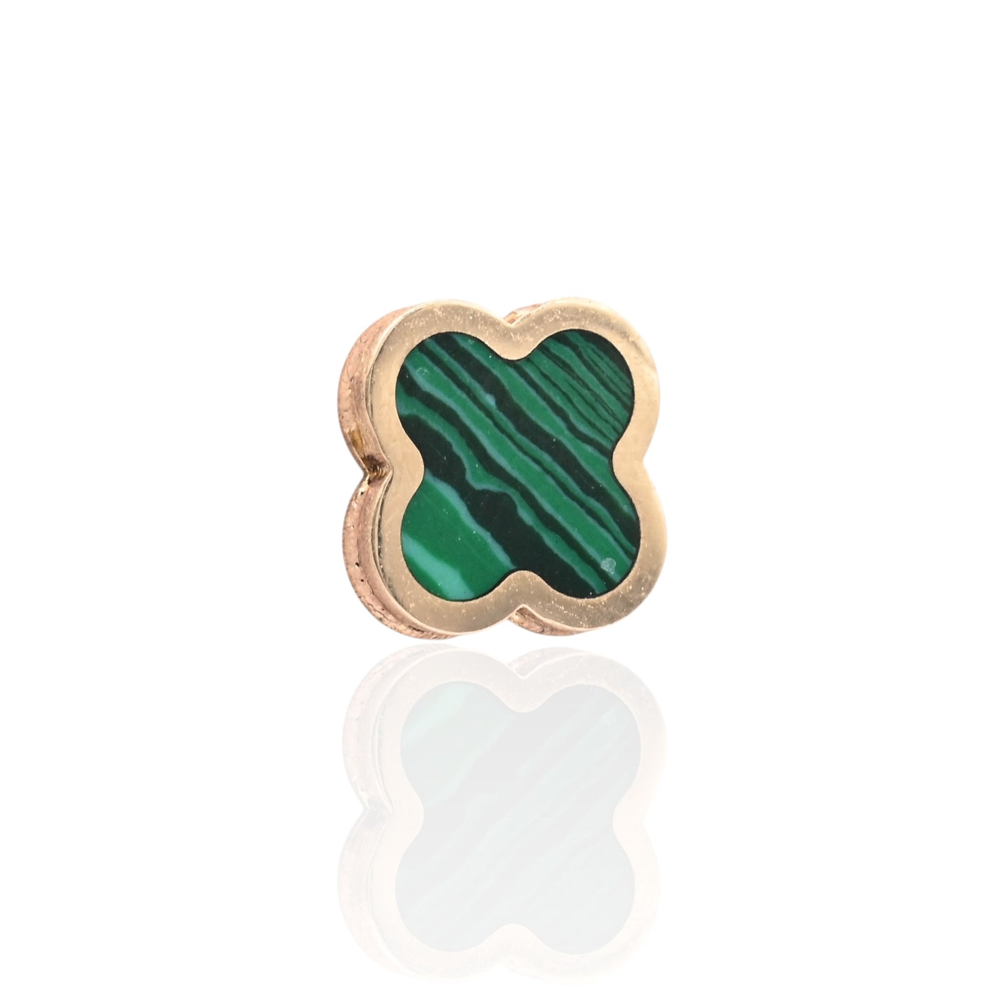 Malachite Clover Stud Earrings 14K Yellow Gold