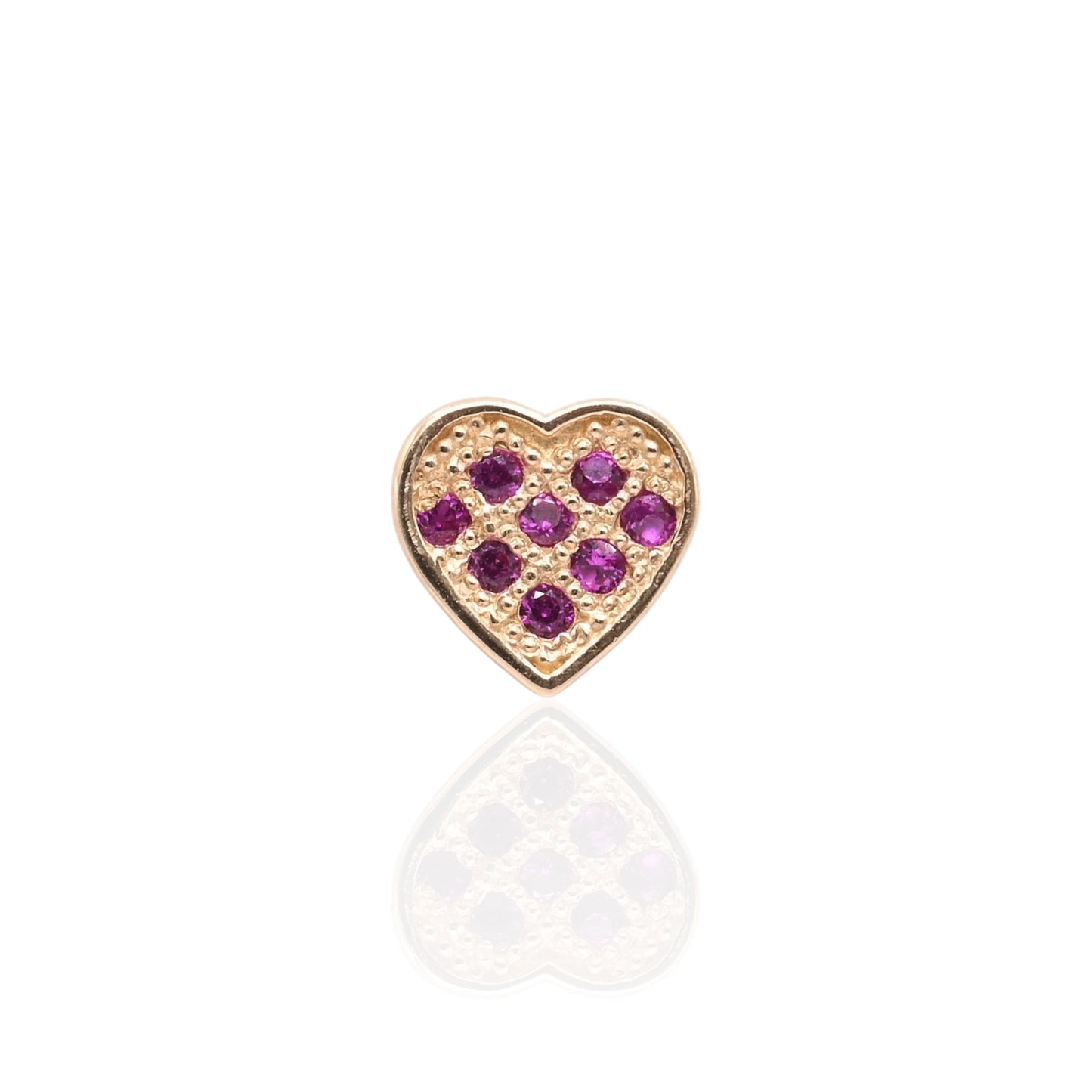 Dainty Ruby Heart Stud Earrings 14K Yellow Gold with Safety Screwbacks cttw Rubies