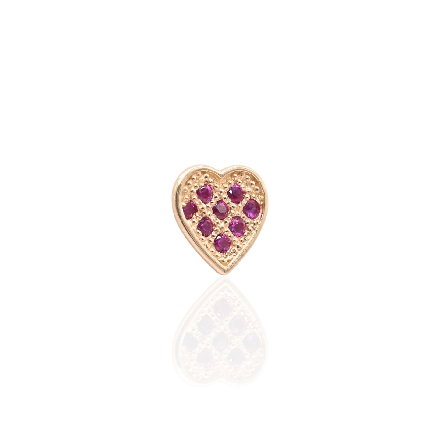 Dainty Ruby Heart Stud Earrings 14K Yellow Gold with Safety Screwbacks cttw Rubies