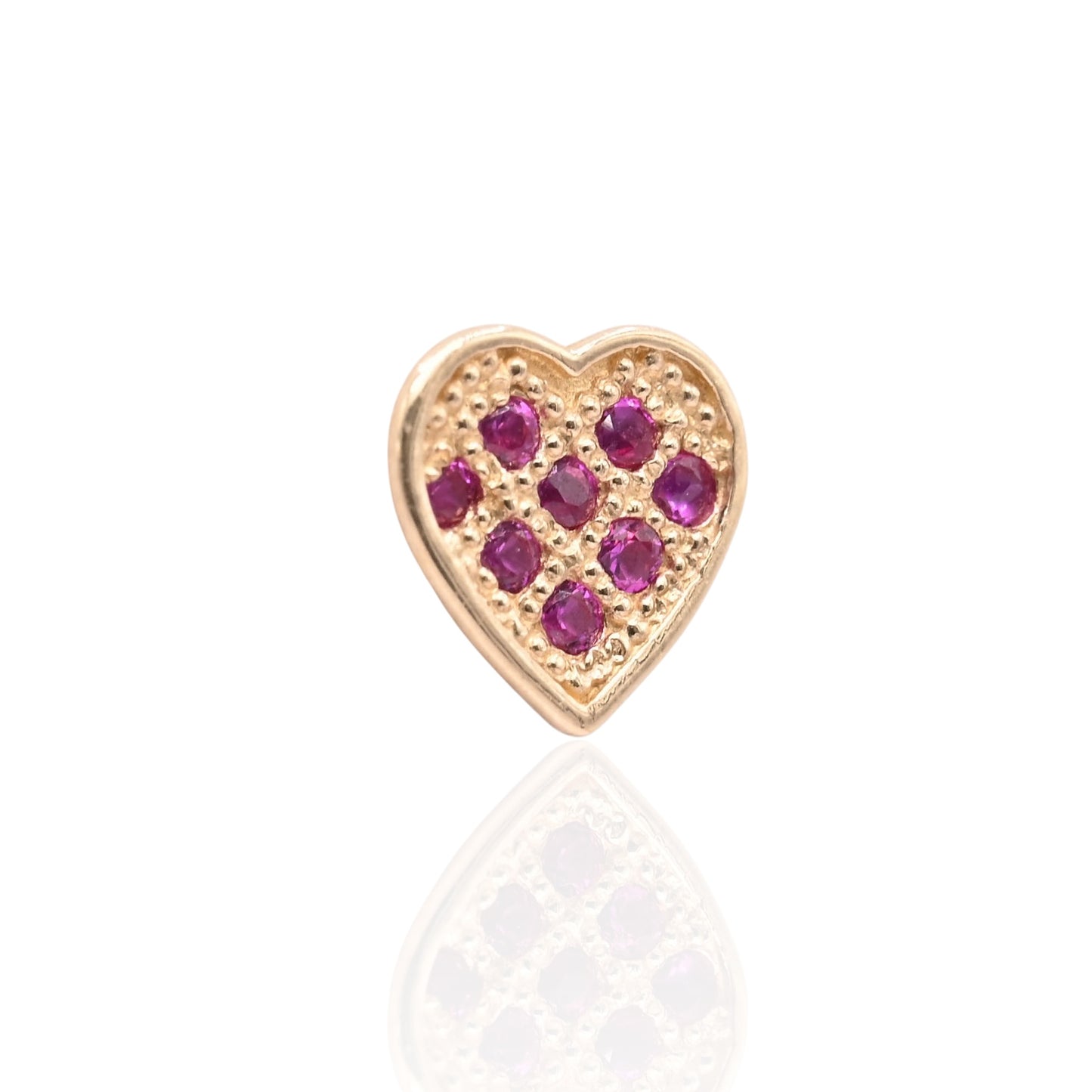 Dainty Ruby Heart Stud Earrings 14K Yellow Gold with Safety Screwbacks cttw Rubies