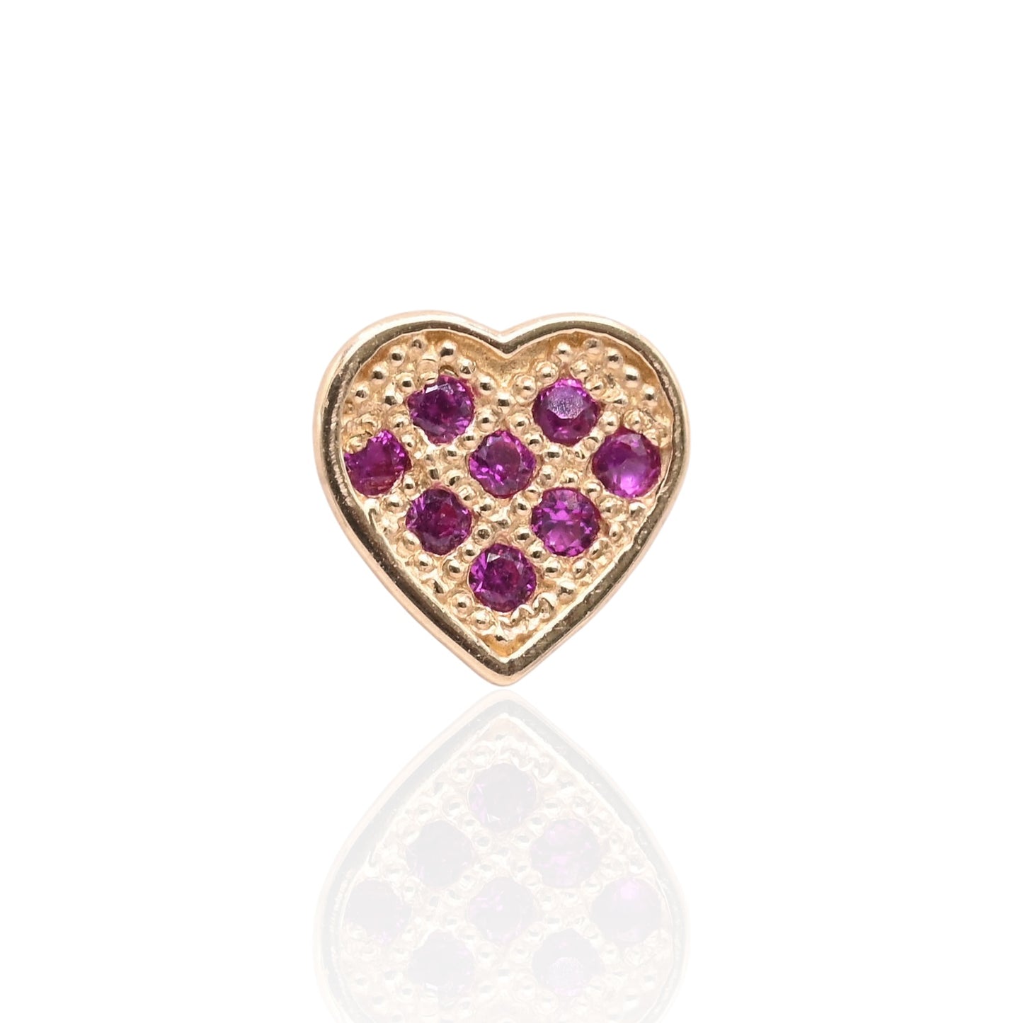 Dainty Ruby Heart Stud Earrings 14K Yellow Gold with Safety Screwbacks cttw Rubies