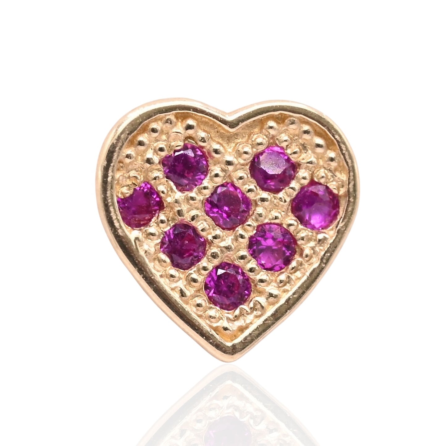 Dainty Ruby Heart Stud Earrings 14K Yellow Gold with Safety Screwbacks cttw Rubies