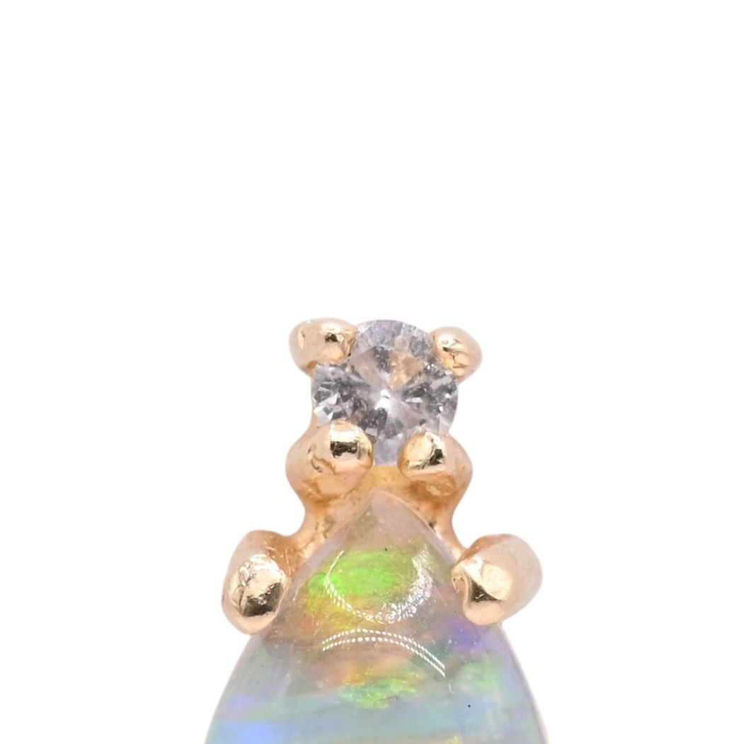 Teardrop Opal and Diamond Stud Earrings 14K Yellow Gold 0.05cttw Diamonds