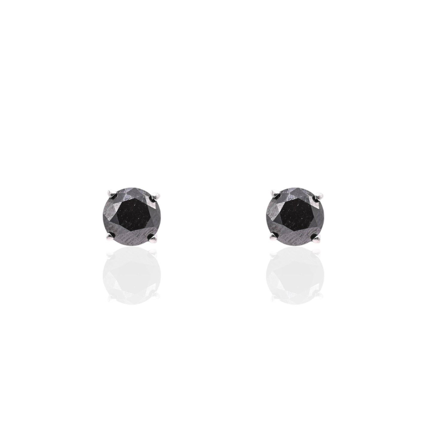 5mm Black Diamond Stud Earrings 14K White Gold 1.00cttw