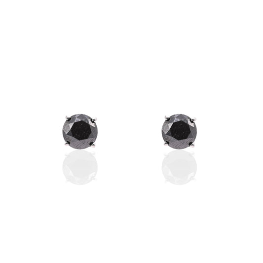 5mm Black Diamond Stud Earrings 14K White Gold 1.00cttw