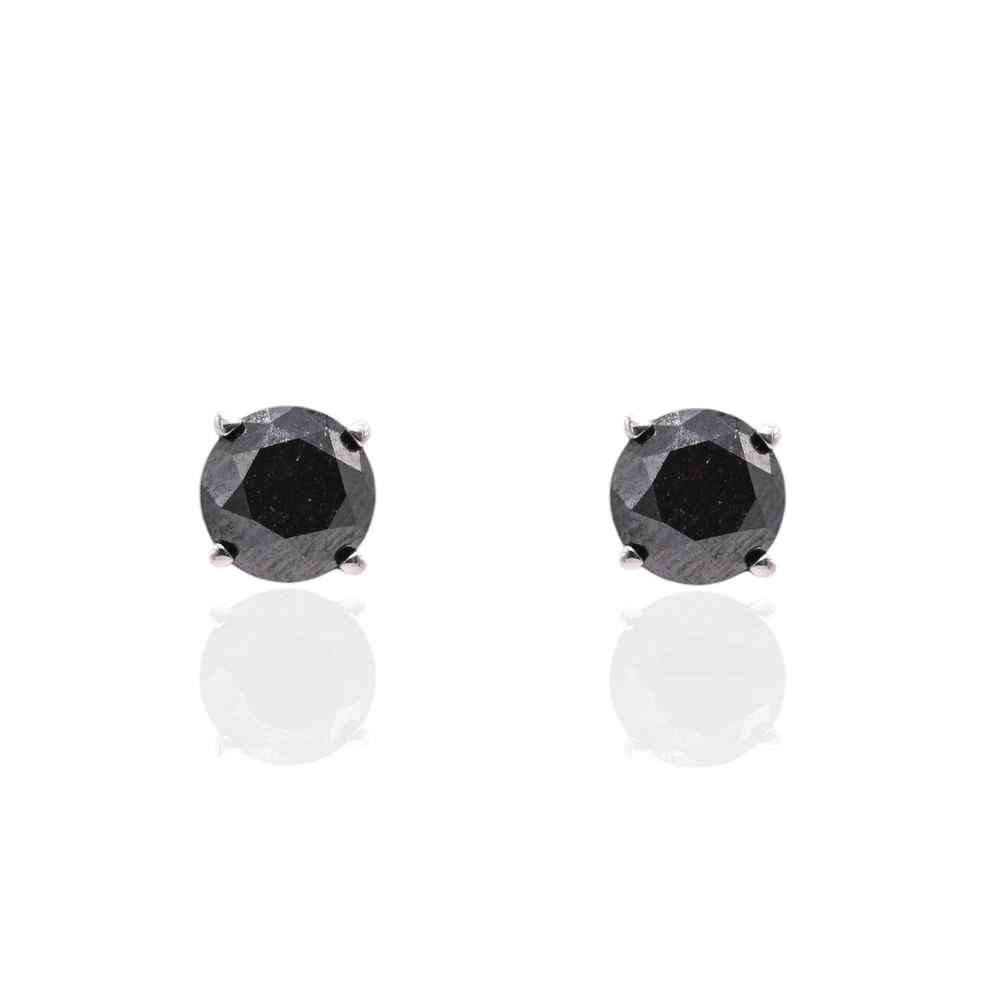 5mm Black Diamond Stud Earrings 14K White Gold 1.00cttw