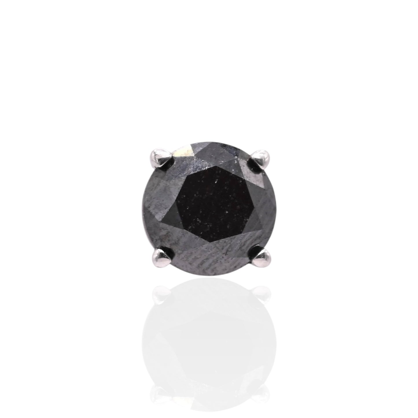 5mm Black Diamond Stud Earrings 14K White Gold 1.00cttw