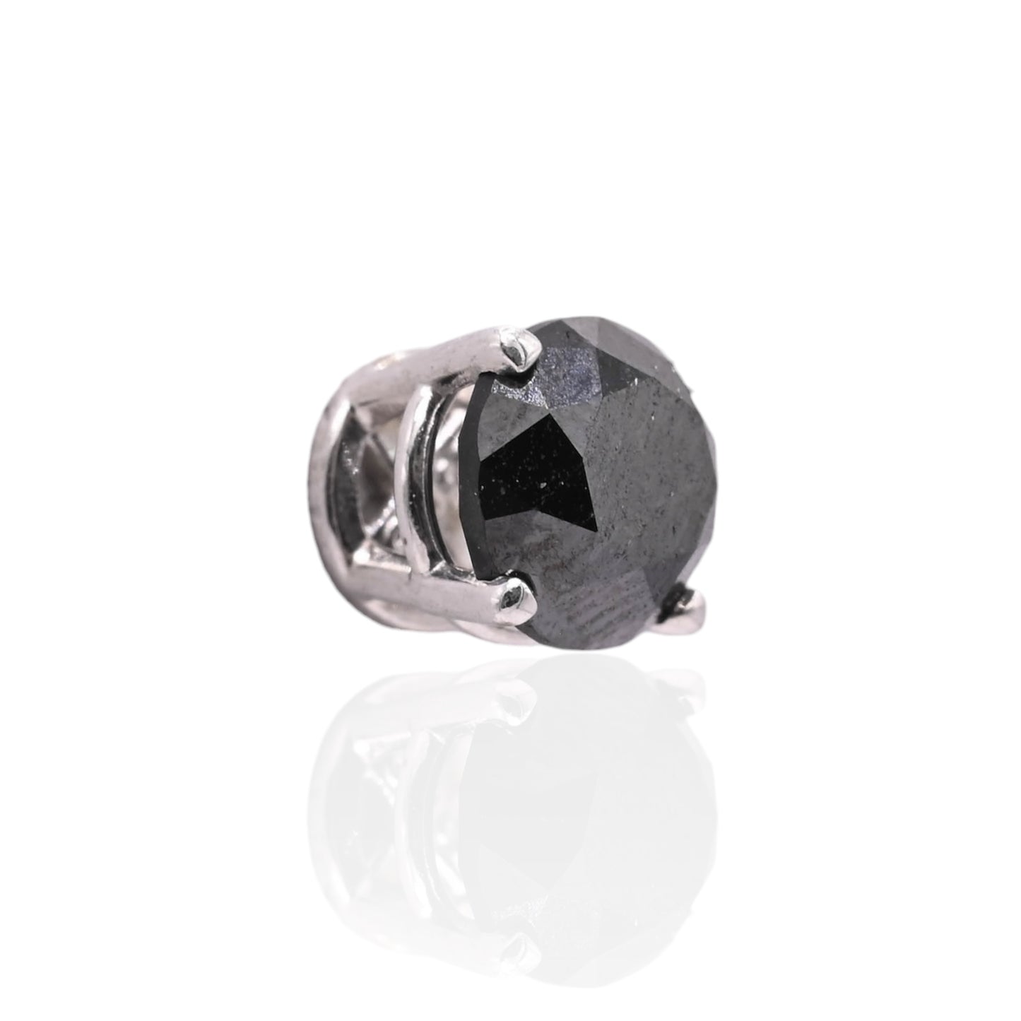 5mm Black Diamond Stud Earrings 14K White Gold 1.00cttw