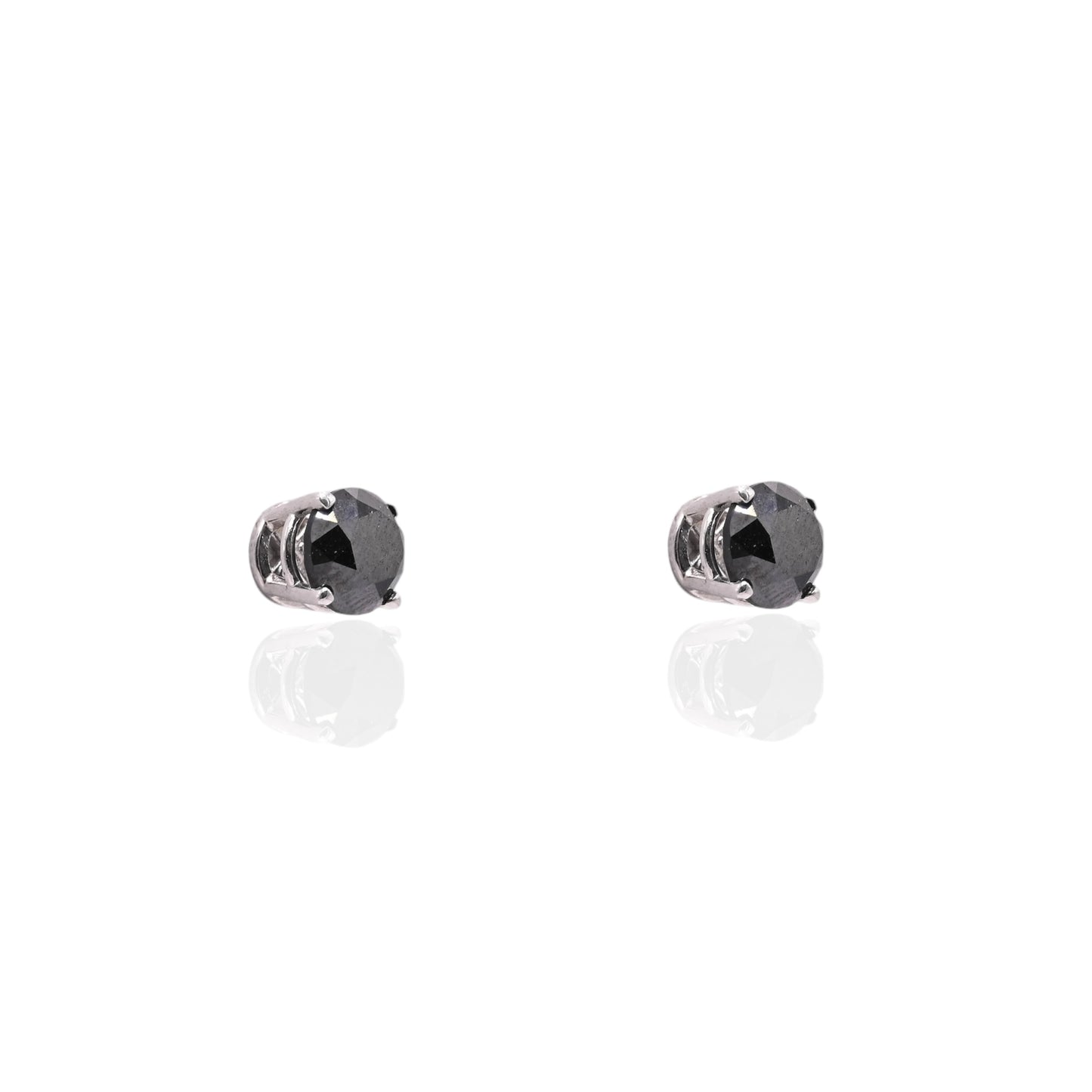 5mm Black Diamond Stud Earrings 14K White Gold 1.00cttw