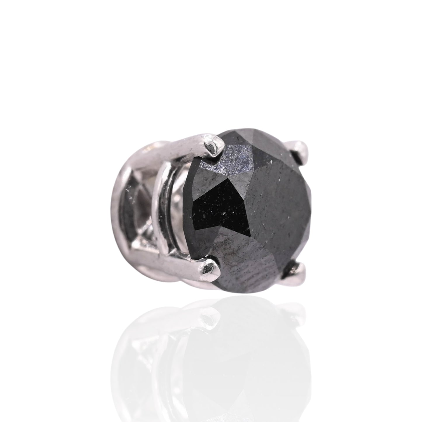 5mm Black Diamond Stud Earrings 14K White Gold 1.00cttw
