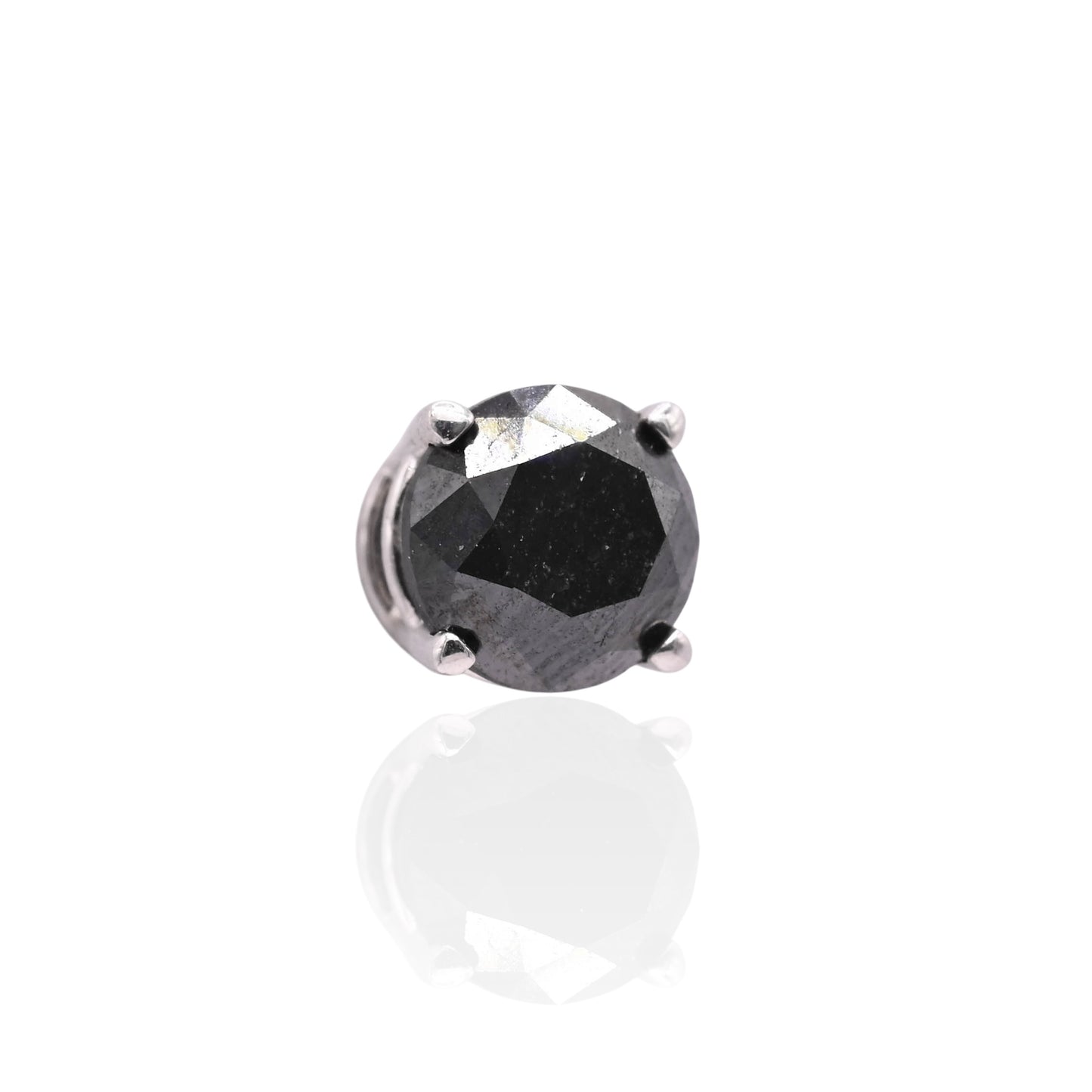5mm Black Diamond Stud Earrings 14K White Gold 1.00cttw