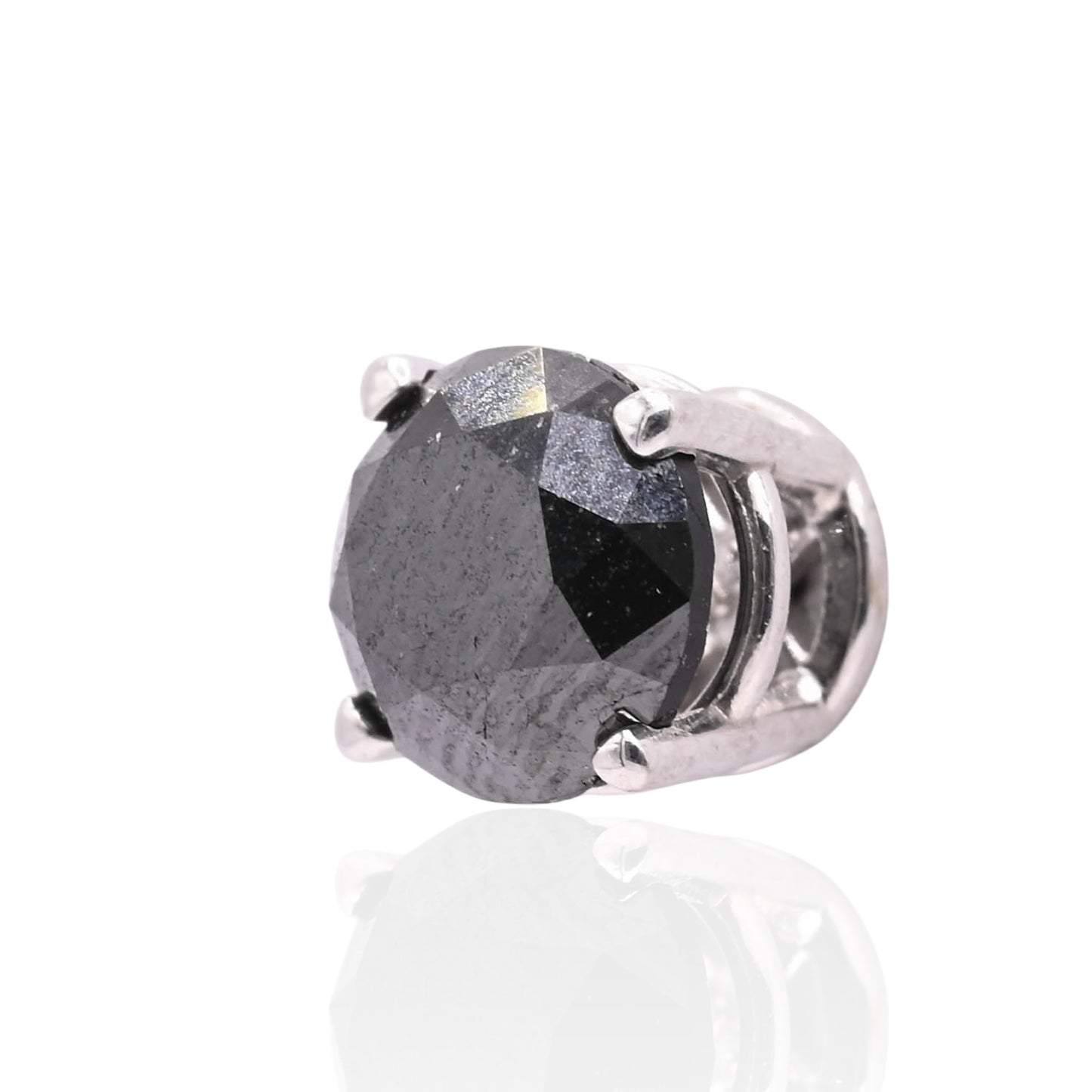 5mm Black Diamond Stud Earrings 14K White Gold 1.00cttw