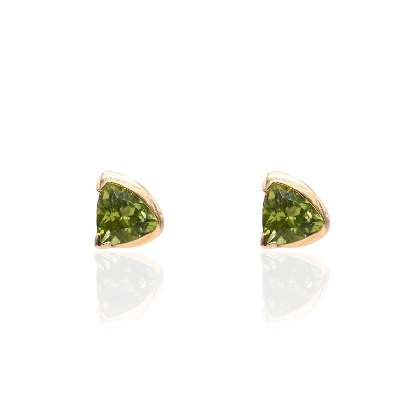 Geometric Trillion-Cut Peridot Stud Earrings 14K Yellow Gold 1.90cttw Peridot