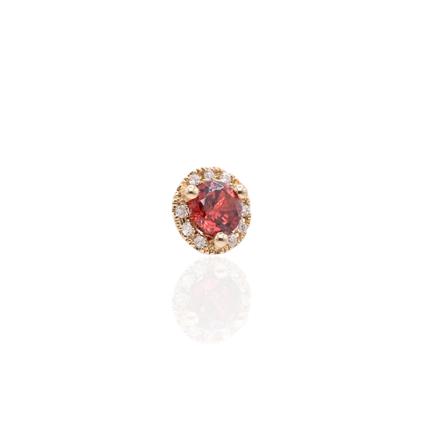 Lab Garnet and Natural Diamond Halo Stud Screwback Earrings 14K Yellow Gold 0.95cttw Lab Garnet/0.06cttw Diamonds