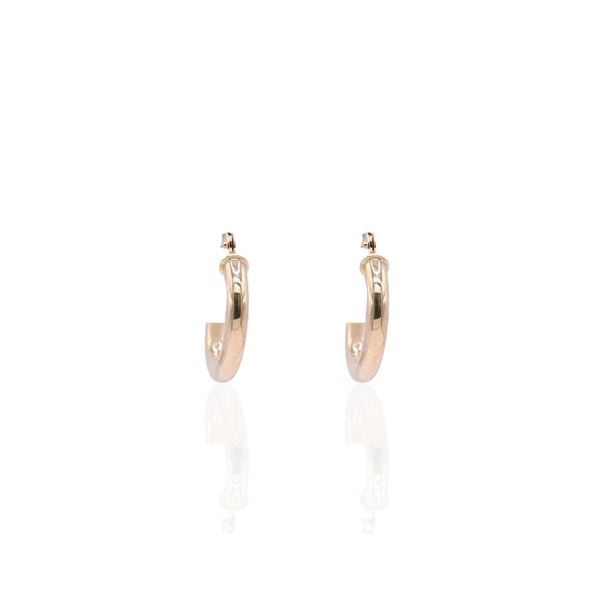 Lightweight Small Tube Hoop Earrings 14K Yellow Gold with Hinge 1.95mm Thick/12.12mm Diameter