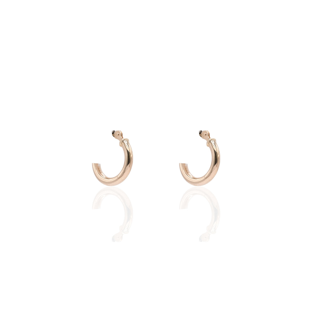 Lightweight Small Tube Hoop Earrings 14K Yellow Gold with Hinge 1.95mm Thick/12.12mm Diameter
