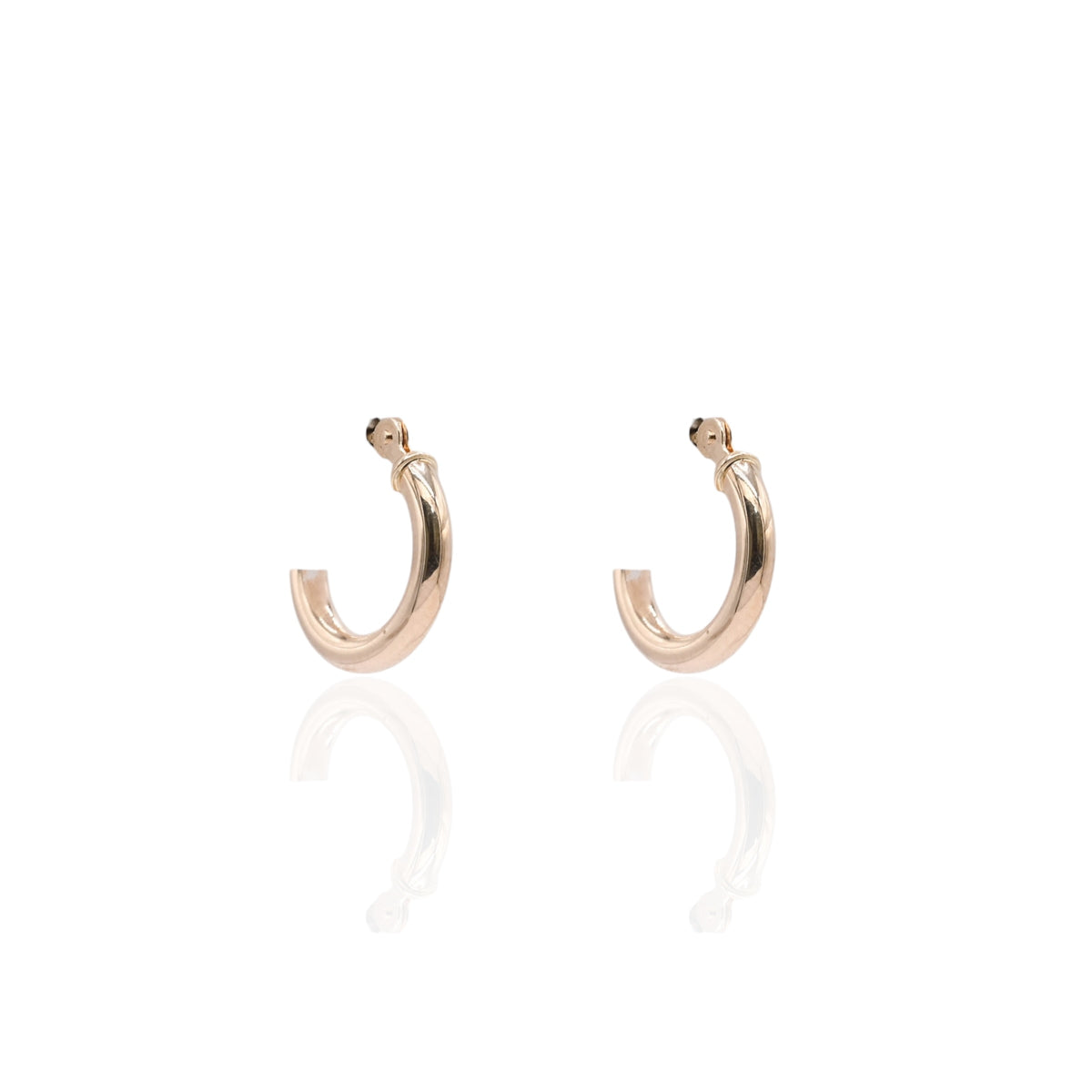 Lightweight Small Tube Hoop Earrings 14K Yellow Gold with Hinge 1.95mm Thick/12.12mm Diameter