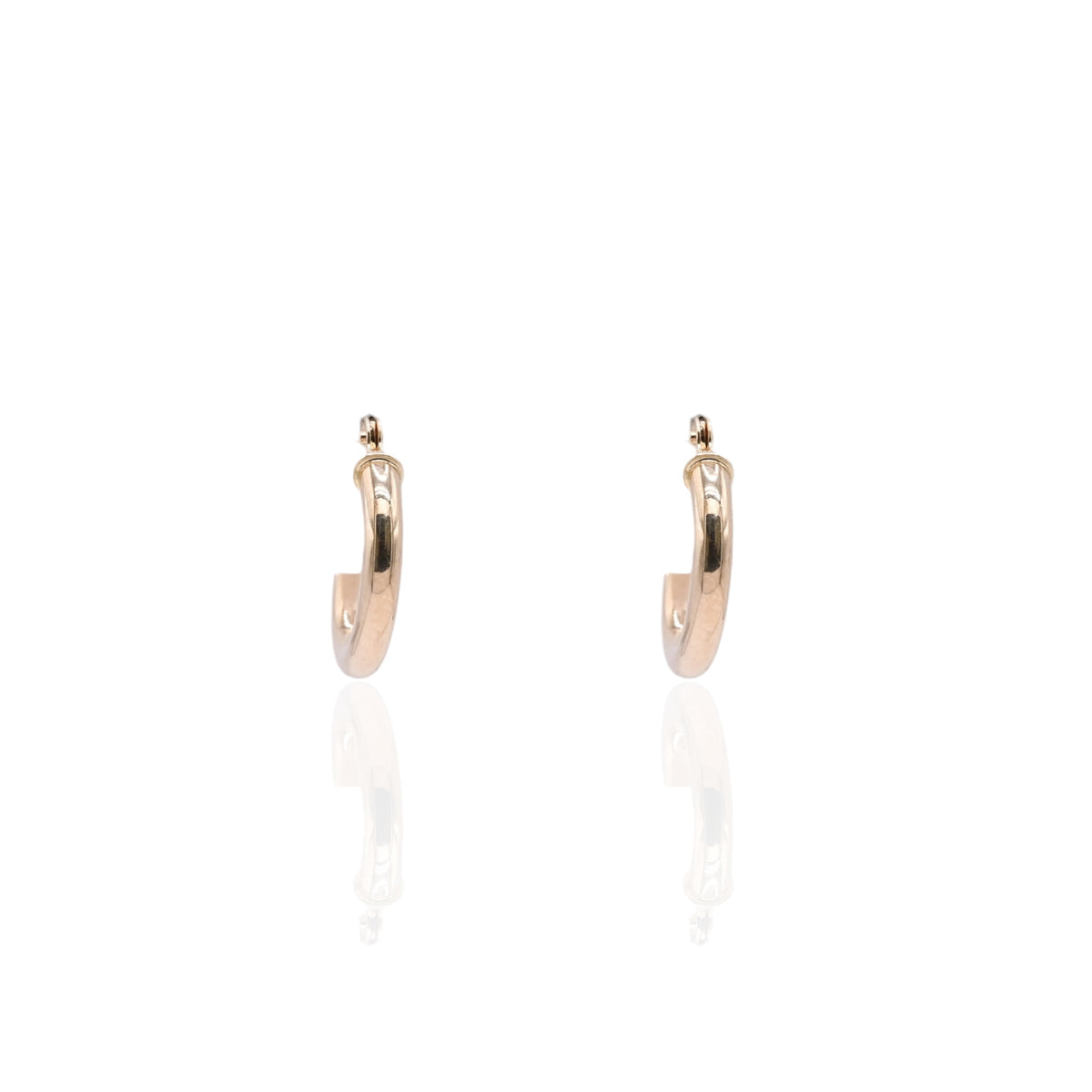 Lightweight Small Tube Hoop Earrings 14K Yellow Gold with Hinge 1.95mm Thick/12.12mm Diameter