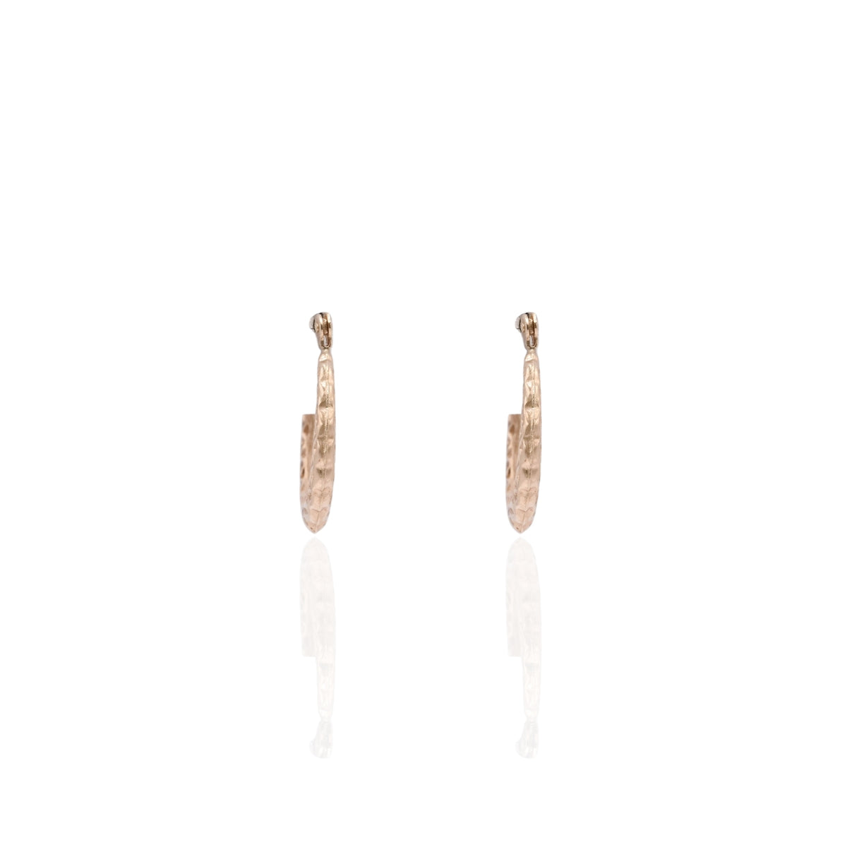 Lightweight Zig-Zag Etched Hoop Earrings 14K Yellow Gold with Hinge 1.81mm Thick/15.02mm Diameter