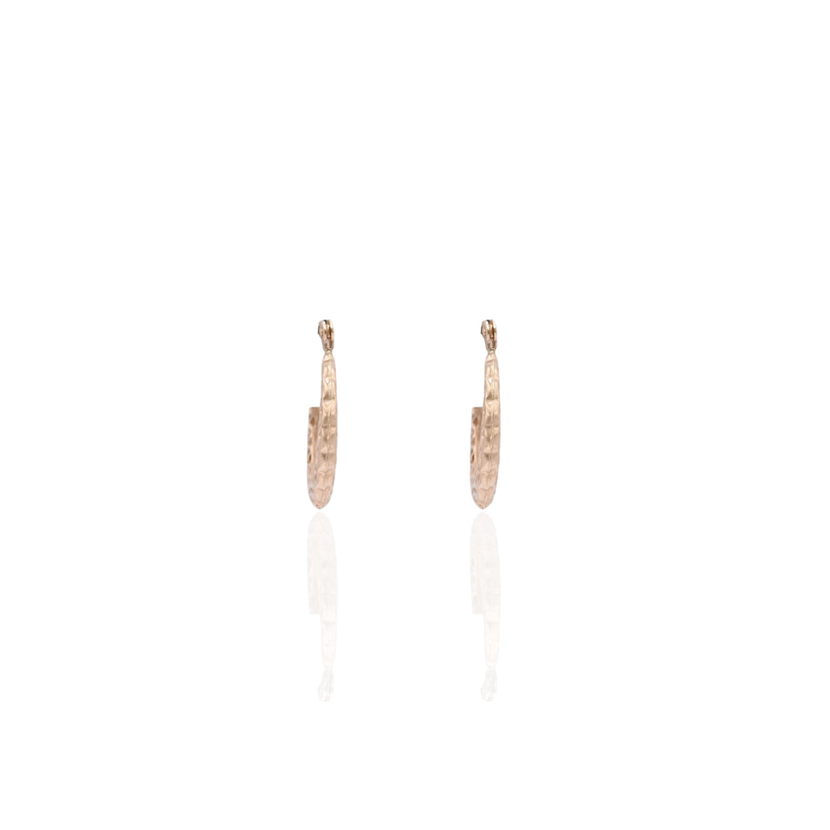 Lightweight Zig-Zag Etched Hoop Earrings 14K Yellow Gold with Hinge 1.81mm Thick/15.02mm Diameter
