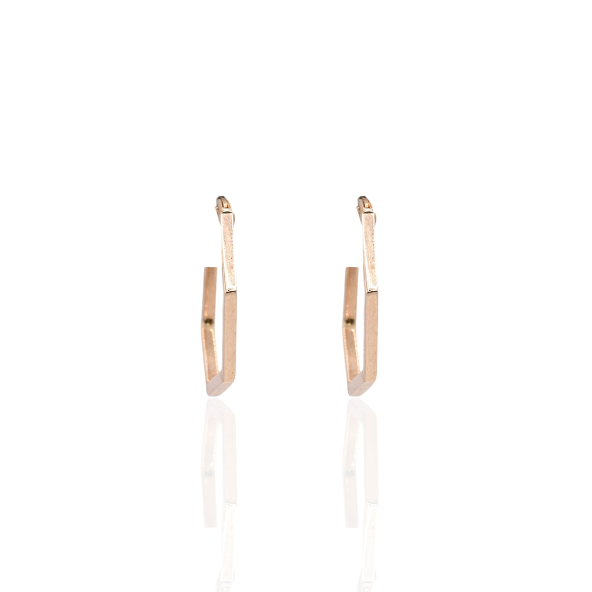 Lightweight Hexagon Hoop Earrings 14K Yellow Gold with Hinge 1.61mm Thick/20.40mm Diameter