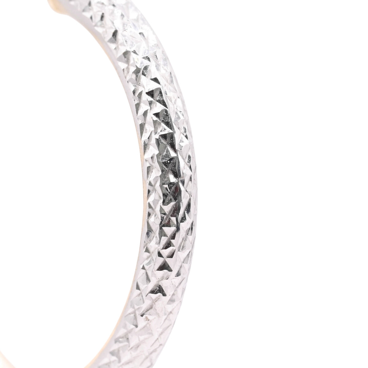 Lightweight Diamond Cut Two Tone Hoop Earrings 14K Yellow Gold and 14K White Gold with Hinge 2.89mm Thick/24.94mm Diameter