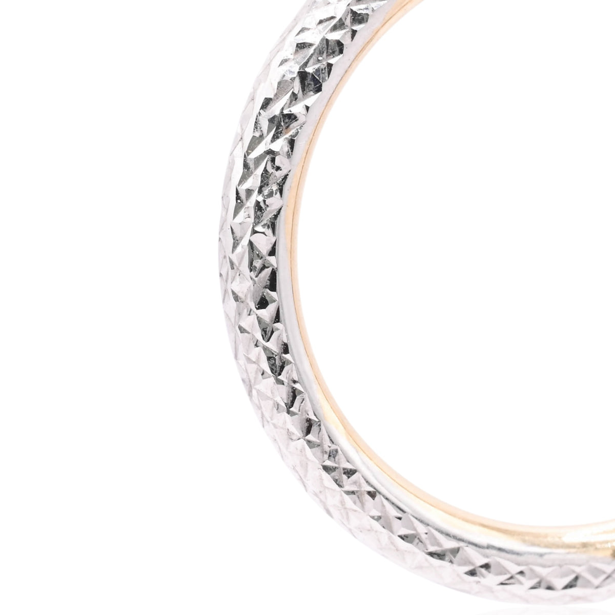 Lightweight Diamond Cut Two Tone Hoop Earrings 14K Yellow Gold and 14K White Gold with Hinge 2.89mm Thick/24.94mm Diameter