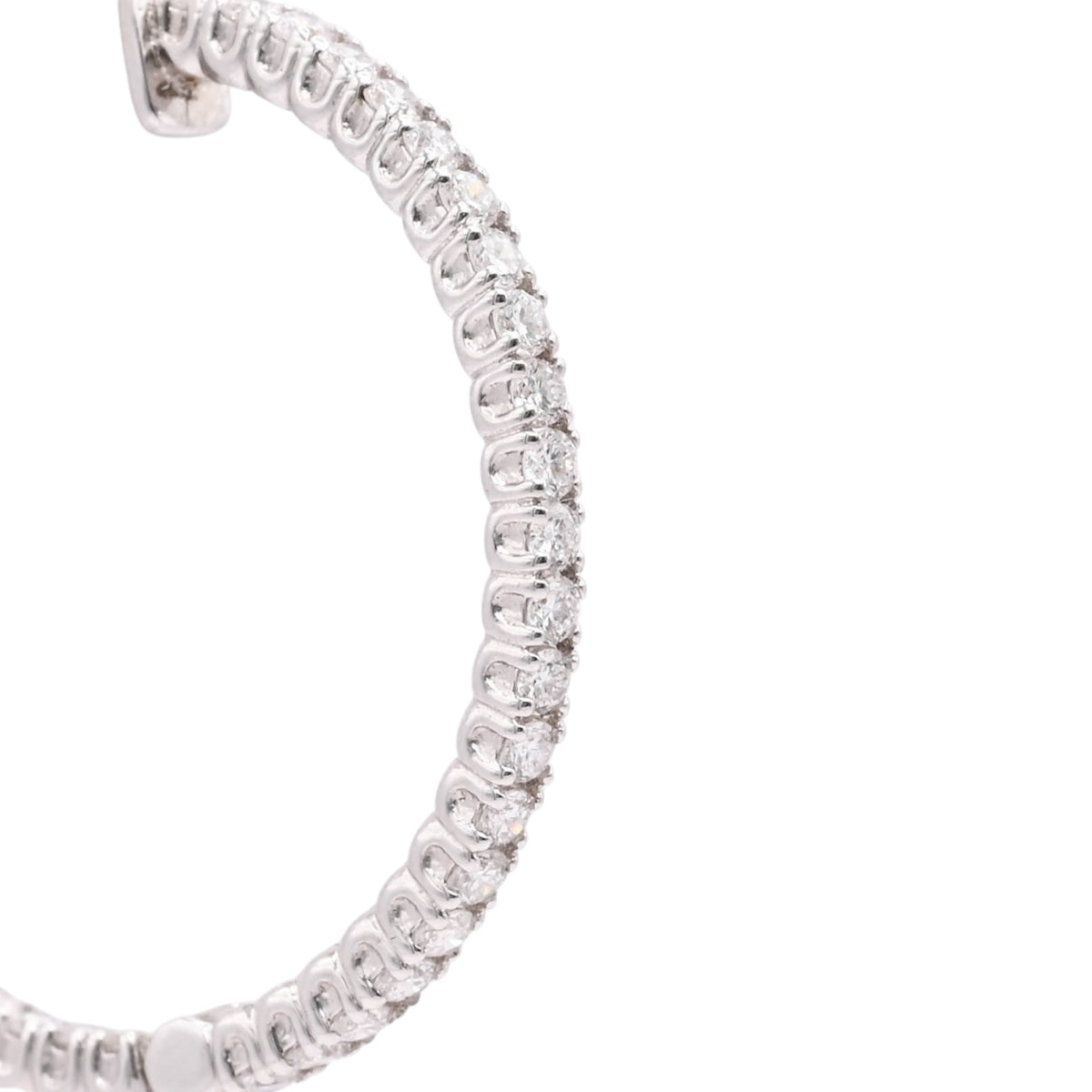 LAB DIAMOND Large Inside Out Hoop Earrings 14K White Gold with Premium Locks 2.18mm Thick/30.43mm Diameter 1.59cttw