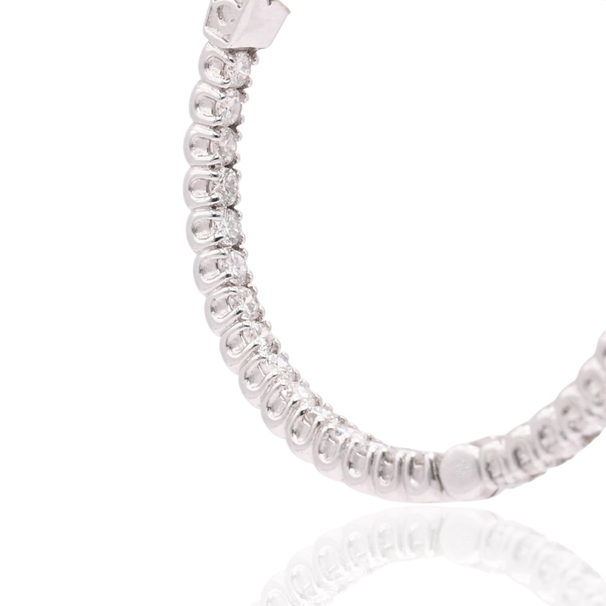 LAB DIAMOND Large Inside Out Hoop Earrings 14K White Gold with Premium Locks 2.18mm Thick/30.43mm Diameter 1.59cttw