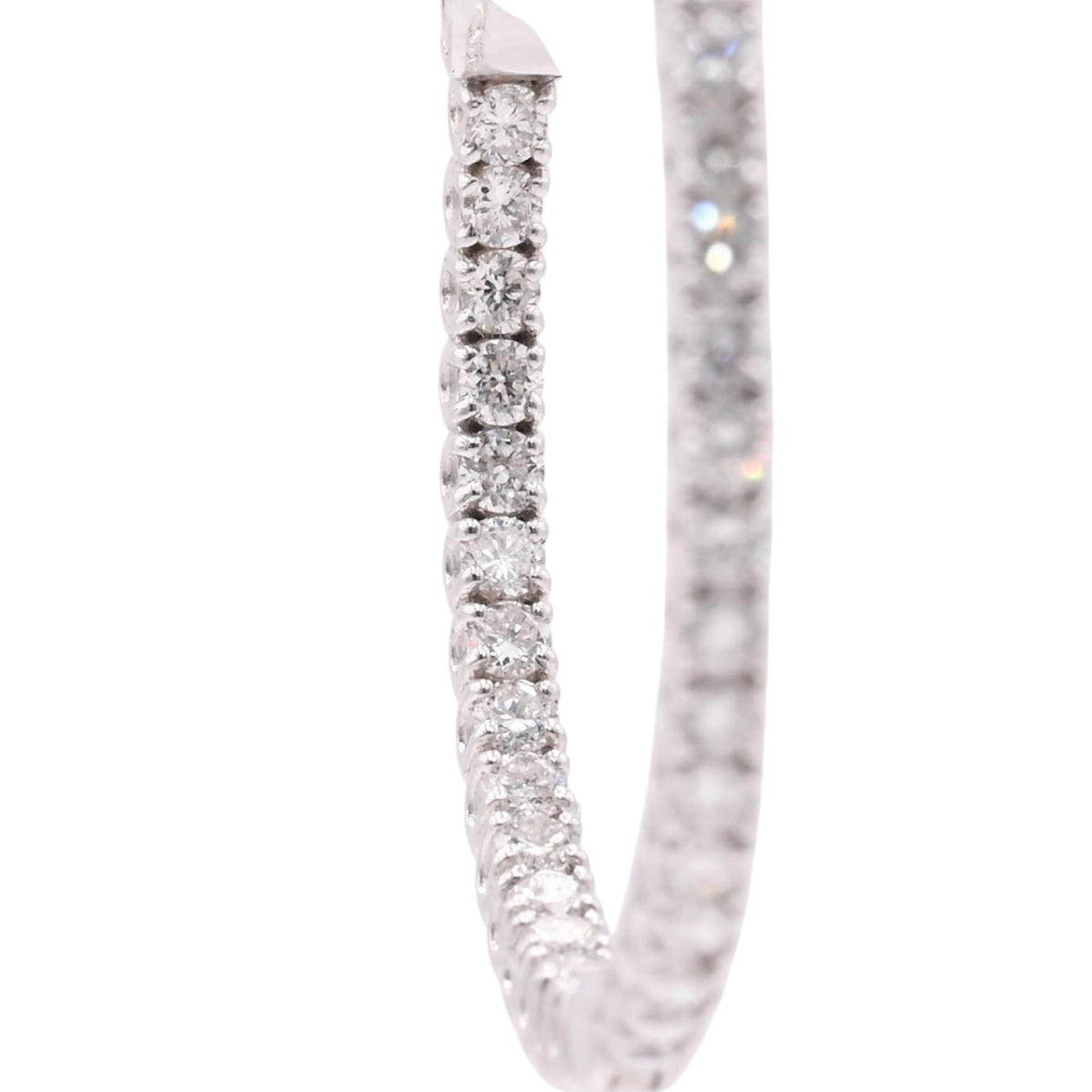 LAB DIAMOND Large Inside Out Hoop Earrings 14K White Gold with Premium Locks 2.18mm Thick/30.43mm Diameter 1.59cttw