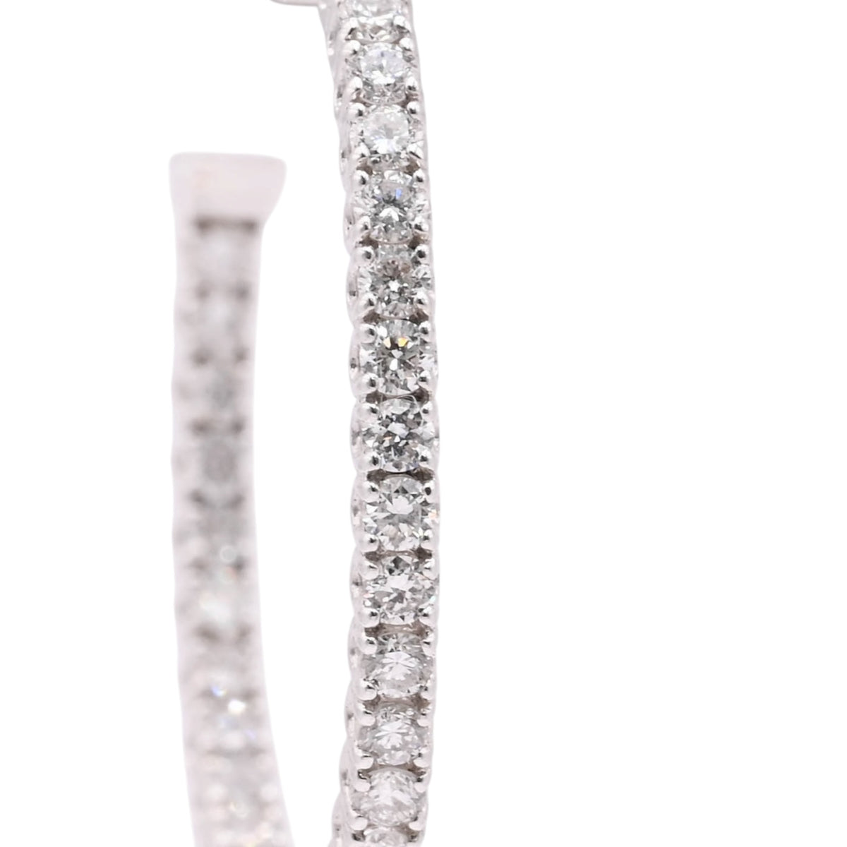 LAB DIAMOND Large Inside Out Hoop Earrings 14K White Gold with Premium Locks 2.18mm Thick/30.43mm Diameter 1.59cttw
