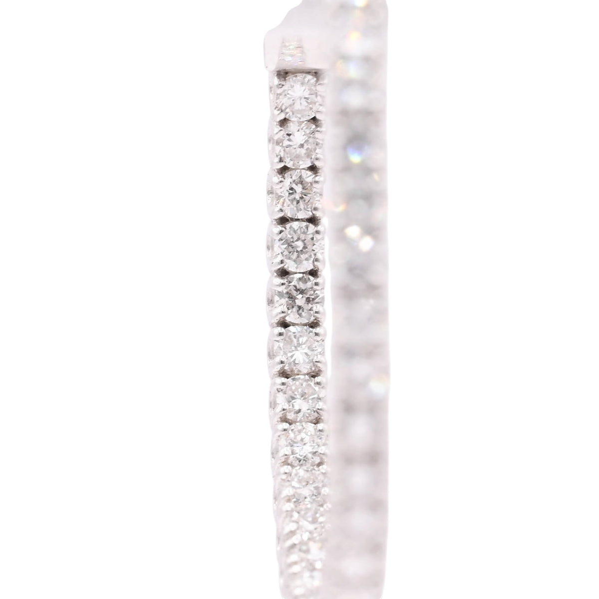 LAB DIAMOND Large Inside Out Hoop Earrings 14K White Gold with Premium Locks 2.18mm Thick/30.43mm Diameter 1.59cttw